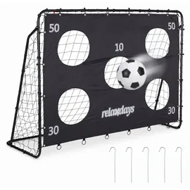 Relaxdays Fußballtor Schwarz 153 x 217 x 75 cm