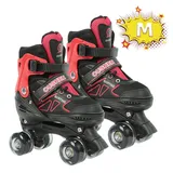 JEOBEST Rollschuhe Verstellbare Rollschuhe für Kinder, Atmungsaktiv Quad Skates, Für Mädchen und Jungen, Weihnachts Geschenke, Größen 27-37 rot|schwarz M(32-37)