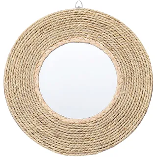 Wandspiegel Aus Rattan-Kreisspiegel Dekorativer Spiegel Makramee Wandbehang Dekorativer Spiegel Rattan Gewebten Fransen Boho Runder Wandspiegel Für Schlafzimmer Wohnzimmer Kinderzimmer Wohnkultur