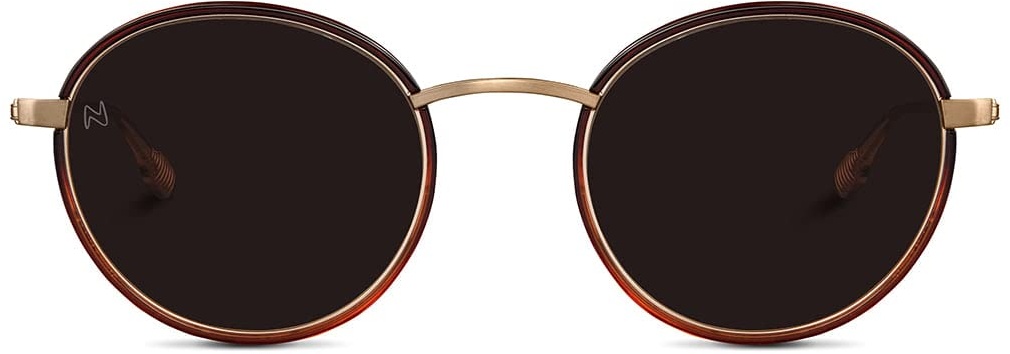 NOOZ Polarisierte Sonnenbrille aus Metall, rund, für Damen und Herren, Braun-Bronze, Einheitsgröße - Einheitsgröße