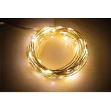 i.s.a.m. LED Draht-Lichterkette McShine Micro 80 LEDs, warmweiß, Batteriebetrieb - Lichterkette, Silberdraht, batteriebetrieben