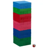 Relaxdays Bunter Wackelturm aus Holz Blau,Grün,Rot