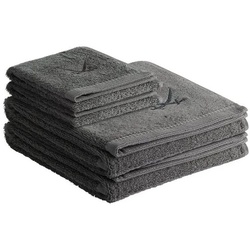 Sansibar Sylt Handtuch Set Sansibar Sylt Handtuch Frottier-Serie „Classic Nr. 1“, Set, 4-tlg, (Set), Hochwertige Ton-in-Ton Sansibar Säbel Stickerei, hautfreundlich grau