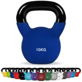 MSports® Kettlebell Kettlebell Professional Neopren 2 – 30 kg inkl. Übungsposter blau