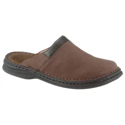 Clog JOSEF SEIBEL "Max", Herren, Gr. 44, braun (dunkelbraun), Nubukleder, klassisch, Schuhe, Sommerschuh, Schlappen, Urlaub, mit Konstrastnähten