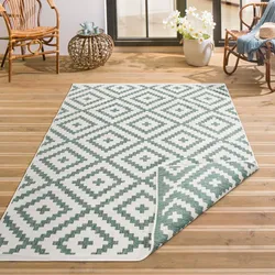 Teppich MY HOME "Ronda Wendeteppich", grün, B:240cm H:5mm L:340cm, Kunstfaser, Teppiche, Sisal-Optik, Flachgewebe, In- und Outdoor, geometrisches Boho Design