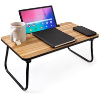 Betttisch mit Tablethalterung von Bioexxe- Frühstückstablett fürs Bett, Multifunktionales Betttablett klappbar, Laptoptisch aus Holz, pflegeleicht Tablett für Bett, Sofa und Boden