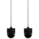 Relaxdays Toilettenbürsten, 2er Set, WC, Ersatz, Abnehmbarer Bürstenkopf, Klobürste ohne Halter, HxD: 36 x 8 cm, schwarz