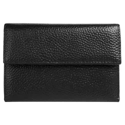 Geldbörse SAMANTHA LOOK, schwarz, Leder, unifarben, leicht glänzend, modisch, Kleinlederwaren, echt Leder