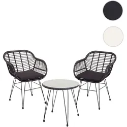 Poly-Rattan Garnitur HWC-G17, Balkon-Set Gartengarnitur Sitzgruppe Stuhl, Seil ~ anthrazit, Kissen anthrazit