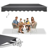 UISEBRT Markise Balkon 300x250cm - Gelenkarmmarkise Klemmmarkise Sonnenmarkise Sonnenschutz, Dunkelgrau
