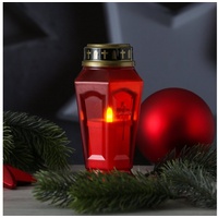 MARELIDA LED-Kerze LED Grablicht Grabkerze Grableuchte flackernd Timer H: 15,5cm rot (1-tlg) rot