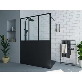 vente-unique Duschwand, Schwarz 140 cm