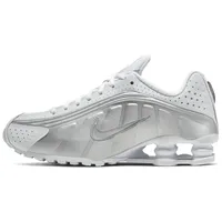 Nike Shox R4 Sneaker, Mehrfarbig (White/White/Metallic Silver/Max Orange 000), 38.5