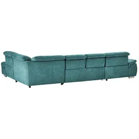 Sofa.de Wohnlandschaft mit Funktion ¦ türkis/petrol ¦ Maße (cm): B: 374