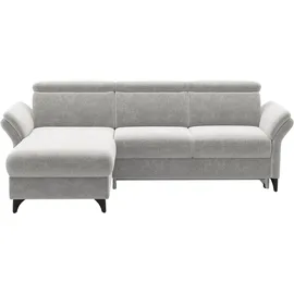 sit&more Ecksofa SIT & MORE "Glendale, L-Form", hellgrau, B:253cm H:84cm T:166cm, 100% Polyester, Sofas, Ecksofa, inkl. Kopfteilverstellung,wahlweise mit Vorziehsitz und Bettkasten