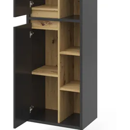 Vicco Badschrank Viola Anthrazit, Eiche modern 50x170 cm mit Türen, und offenen Fächern