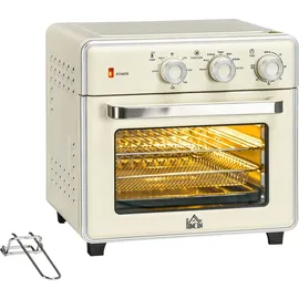 Homcom Minibackofen 20l 1400 W cremeweiß inkl. Backblech + Grillrost + Krümelblech + Frittierkorb