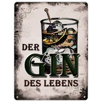Trendaffe Metallschild XL mit Spruch: Der Gin des Lebens