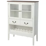 COSTWAY Weinschrank Küchenschrank Holz, mit Glastür & Schublade, weiß 126,5cm weiß