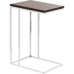 Beistelltisch FINK, braun (espresso, silberfarben), H:58cm, Tische, massive Tischplatte, Beistelltisch C-Form