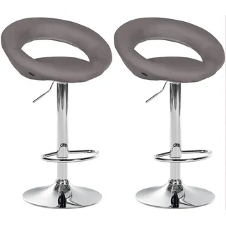 CLP 2er Set Barhocker Olinda Stoff grau/chrom