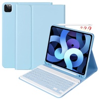 Tastatur für iPad Air 5 2022/Air 4 2020, Hülle für iPad Air 10.9 (4. Generation) 2020/iPad 10.9/iPad Pro 11 2022 mit Kabellose Bluetooth Deutsche Tastatur Abnehmbarer Wireless und Stifthalter (Blue)