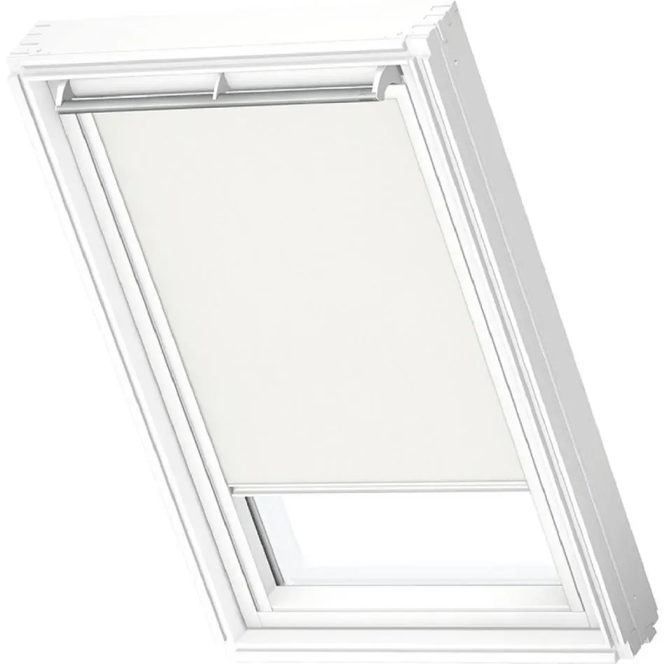 VELUX Vorteils-Set Hitzeschutz Plus Sichtschutz ROF Manuell Uni Schwarz/Weiß 1028, 134x140 cm (U08), GGU,weiße Schiene und Haltekrallen