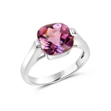 VIVANCE Fingerring VIVANCE "925/- Sterling Silber rhodiniert Amethyst" Gr. 52, weiß, Fingerringe, Damen, 052 (16,6), Silber 925 (Sterlingsilber), Fingerring