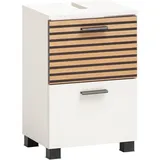 WELLTIME Waschbeckenunterschrank »Katta, Breite 40 cm«, Oberboden mit Siphonausschnitt, Klappenfront mit Akustikprint, weiß