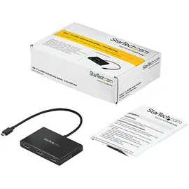 Startech 3-Port Multi-Monitor Adapter, USB-C auf 3x HDMI MST Hub, Dreifach 1080p 60Hz HDMI Laptop Display Extender / Splitter, extra langes integ. Kabel, nur Windows (MSTCDP123HD)