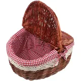 Wicker Picknickkorb mit Deckel Rattan Korb Obstkorb Einkaufskorb Weidenkorb Henkelkorb Bügelkorb Geflochtener Aufbewahrungskorb Hochzeit Streukorb Regalkorb Camping Körbchen Landhaus Deko Tischdeko