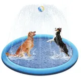 CNMTCCO Hundepool 100cm,Faltbarer Splash Sprinkler Pad,Planschbecken für Hunde,aufblasbarer Verdickt Wasserspielmatte,für Sommer Garten Strand & Pool Hinterhof Hundesprinkler Wasserspielzeug