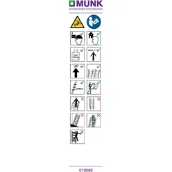 Munk Hinweis-Aufkleber für Stufen-Anlegeleiter "B.gem. Verwendung" - 019157