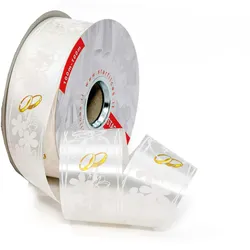 Star 50m Geschenkband Ringelband 50mm wasserfest Kunststoff Dekoband Polyband zum Basteln Autoschleifen 5cm Schleifenband Hochzeitsband Hochzeitsmotiv Weiß