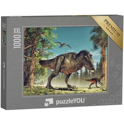 puzzleYOU Puzzle Puzzle 1000 Teile XXL „3D-Rendering: Dinosaurier“, 1000 Puzzleteile, puzzleYOU-Kollektionen Dinosaurier, Tiere aus Fantasy & Urzeit