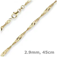 Schmuck Krone Goldkette 2,9mm Singapurkette aus 333 Gelbgold 45cm, Gold 333 goldfarben