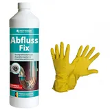 HOTREGA® Abfluss Fix Abflussreiniger Rohrreiniger 1L Konzentrat mit Handschuhen Rohrreiniger