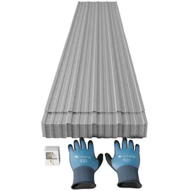 Juskys JUSKYS® Profilblech Grau - 14er Set, verzinkter Stahl, UV-beständig, hohe Tragfähigkeit, mit vorgebohrten Löchern, 110x45 cm, 0,23 mm,