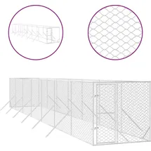 vidaXL Outdoor-Hundezwinger 2 x 14 x 2 m Stahl Silber