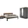 OTTO home Schlafzimmer-Set OTTO HOME "Westminster", grau, B/H: 180cm x 200cm, Schlafzimmermöbel-Sets, beinhaltet 1 Bett, Kleiderschrank 3-türig und 2 Nachtkommoden