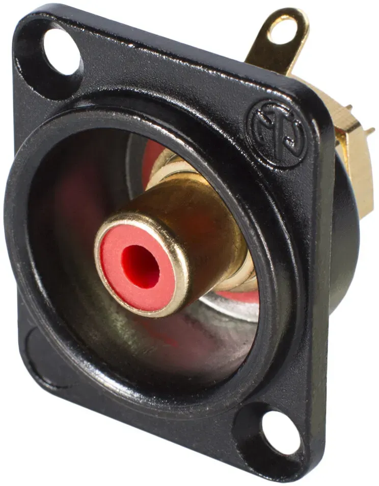 NEUTRIK® Cinch (RCA), 2-pol , Metall-, Löttechnik-Einbaubuchse, vergoldete(r) Kontakt(e), Type D, schwarz verchromt