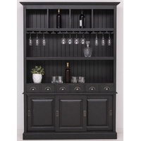 Casa Padrino Barschrank Casa Padrino Landhausstil Massivholz Barschrank Antik Schwarz 151 x 36 x H. 210 cm - Massivholz Weinschrank im Landhausstil - Massivholz Bar Möbel - Landhausstil Bar Möbel