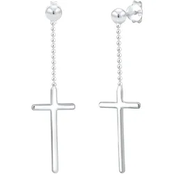 Elli Ohrhänger Kreuz Geo Trend Minimal Look 925 Silber Ohrringe   Damen 