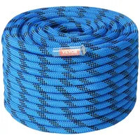 Vevor 12,7 mm statisches Kletterseil, 38 m (125 Fuß) Outdoor-Kletterseil, 30 kN Bruchfestigkeit, Faserseil mit Stahlkarabinerhaken für Flucht, Abseilen, Brandrettung, Blau