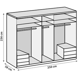 fresh to go Level 250 x 236 x 58 cm Plankeneiche Nachbildung/weiß mit Schubladen