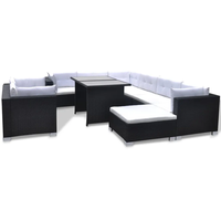 vidaXL Garten-Lounge-Set mit Auflagen 10-tlg. schwarz 41878