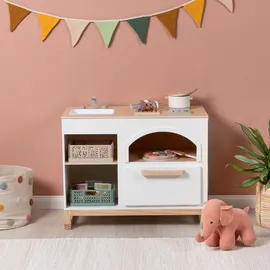 Musterkind Spielküche "Taxus, weiß/natur", weiß (weiß, natur), Spielküchen, KinderB:70cm H:62cm T:39cm, Holz, B:70cm H:62cm T:39cm