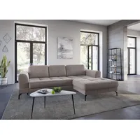 Ecksofa SIT & MORE "Bendigo L-Form" Sofas Gr. B/H/T: 284cm x 87cm x 175cm, Samtoptik, mega-Recamiere rechts, mit schwarzem Nickelfuß, beige (sand) inklusive Sitztiefenverstellung, Bodenfreiheit 15 cm, 2 Fußfarben