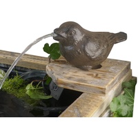 Storm's Gartenzaubereien Wasserspeier - Spatz aus Gusseisen mit Pumpe für Miniteich Deko